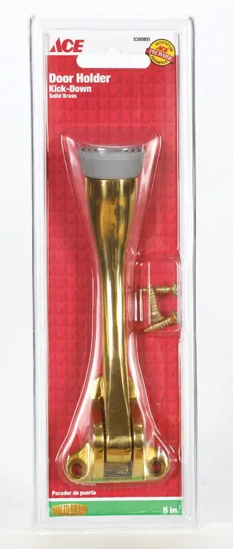 5 In. W Solid Brass Kick-down Door Holder With Rubber Stop - Model 01-3028-611