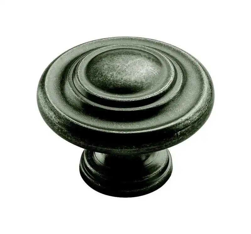 Amerock Inspirations Round Cabinet Knob 1-5/16 In. D 1 In. Weathered Nickel 1 Pk