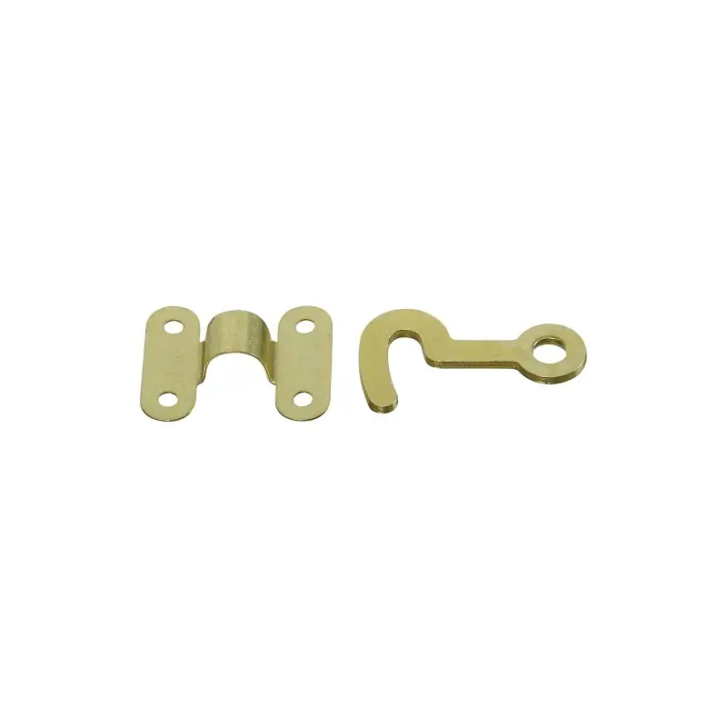 National Hardware Satin Brass Steel Hook And Staple 2 Pk