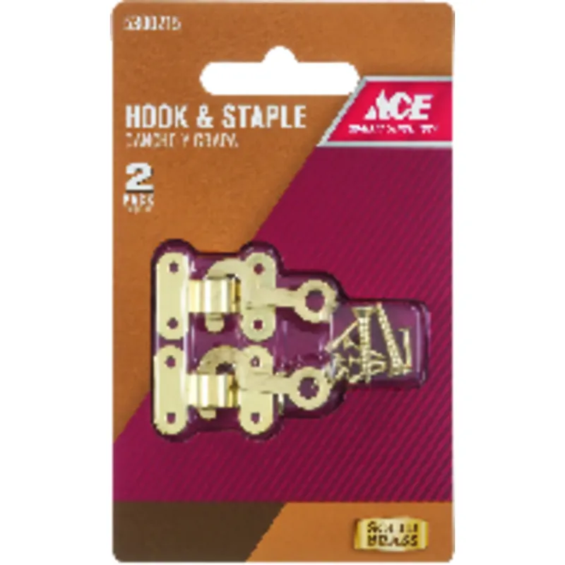 Ace Satin Gold Brass Small Decorative Hook And Staple 2 Pk