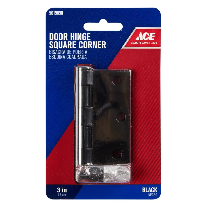 Ace 3 Inch Black Residential Door Hinge Single Pack