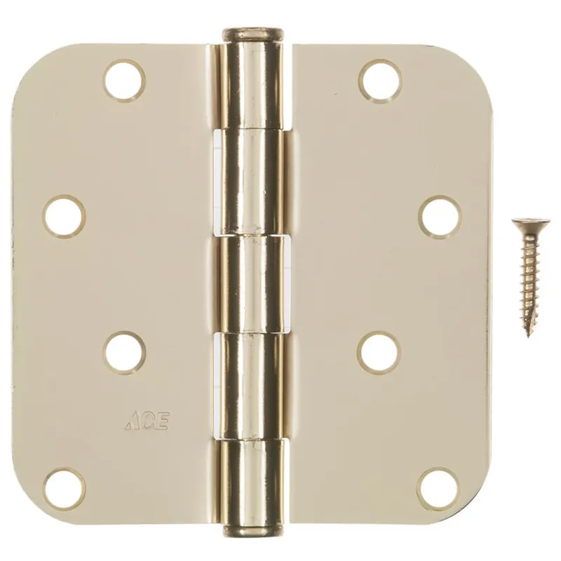 Ace 4 Inch Bright Brass Residential Door Hinge With Security Stud