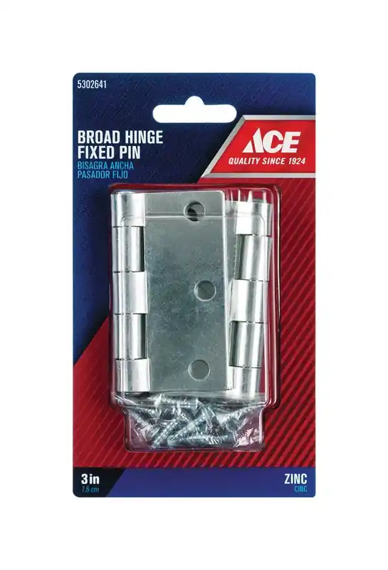 Ace 3 In. L Zinc-Plated Steel Broad Hinge 2 Pk