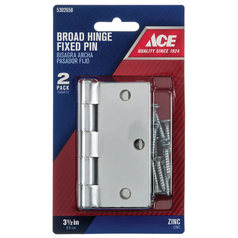 Ace 3-1/2 In. L Zinc-Plated Steel Broad Hinge 2 Pk