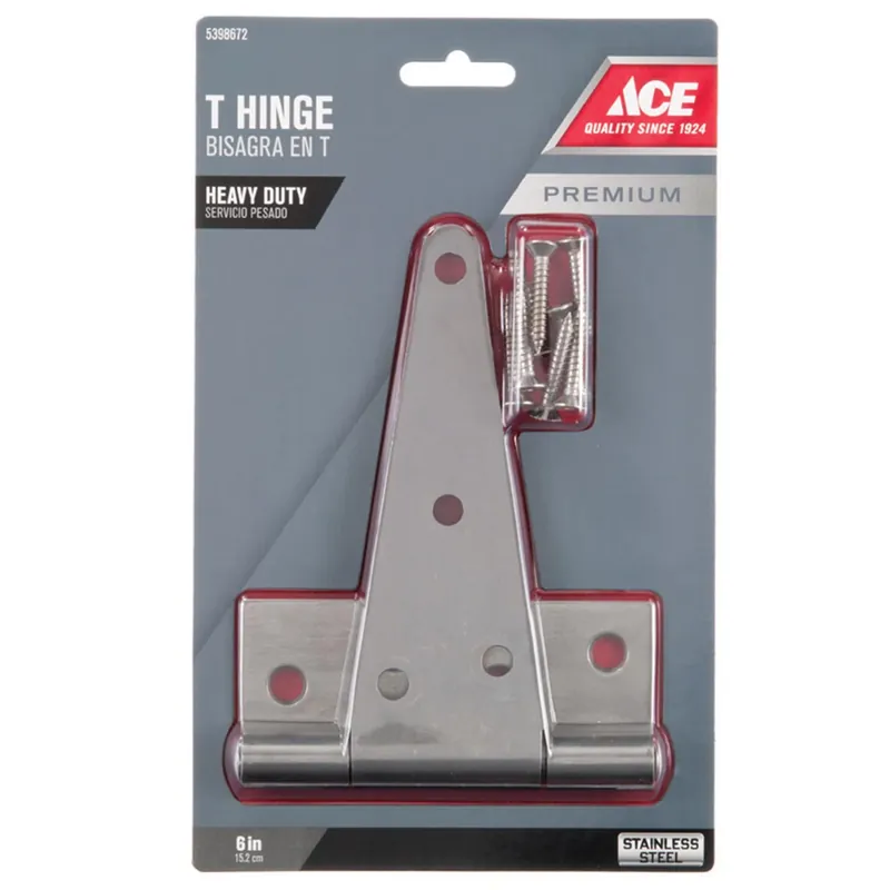 Ace 6 In. L Stainless Steel Metal Heavy Duty T Hinge 1 Pk