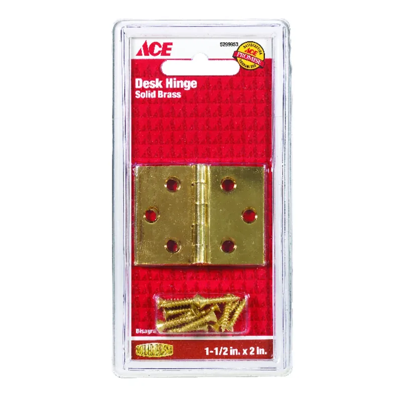 Ace 2.75 In. W X 1-1/2 In. L Polished Brass Brass Desk Hinge 2 Pk