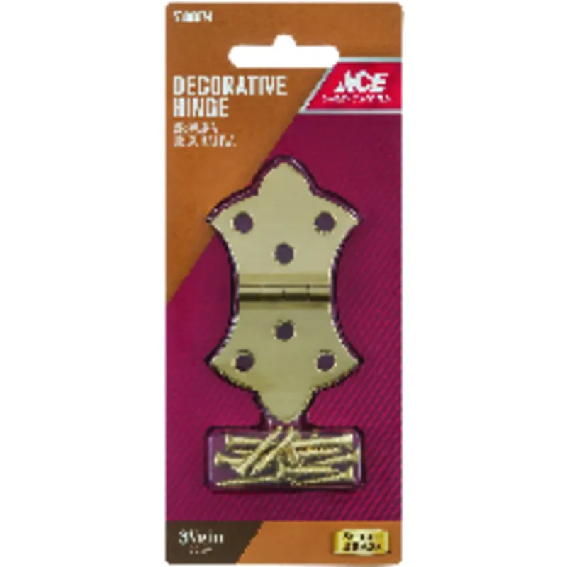 Ace 1-11/16 In. W X 3-1/16 In. L Polished Brass Brass Decorative Hinge 2 Pk