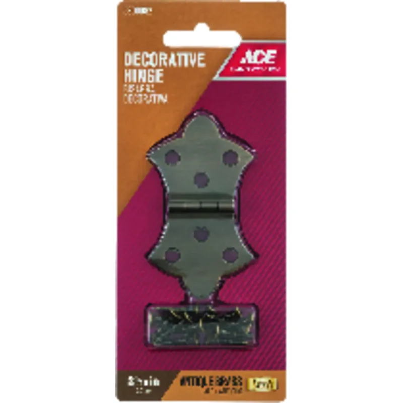 Ace 1-11/16 In. W X 3-1/16 In. L Antique Brass Brass Decorative Hinge 2 Pk