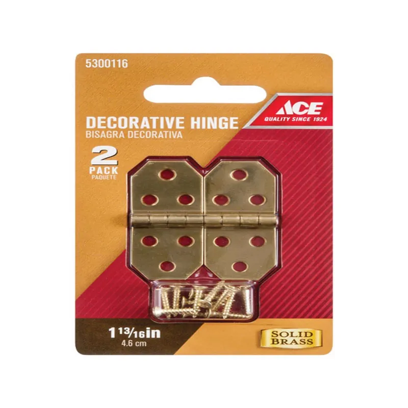 Ace 3/4 In. W X 1-13/16 In. L Polished Brass Brass Decorative Hinge 2 Pk