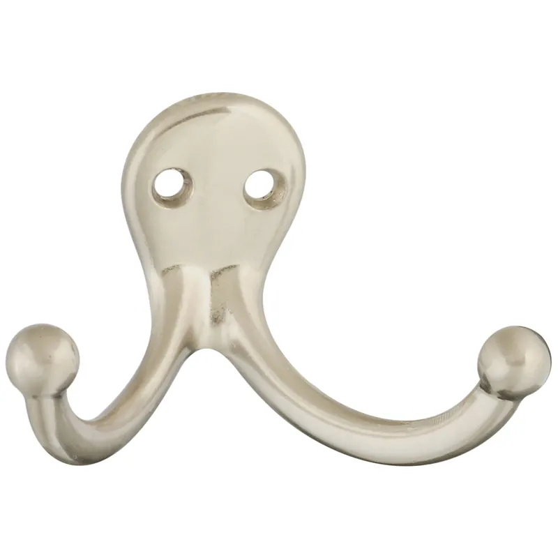 National Hardware 2.93 In. L Satin Nickel Silver Zinc Double Clothes Hook 35 Lb. Cap. 1 Pk