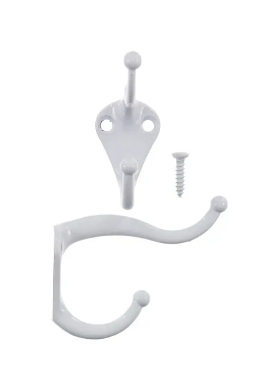 Ace 3 In. L White White Metal Small Coat And Hat Hook 2 Pk