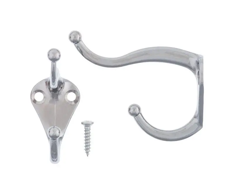 Ace 3 In. L Chrome Silver Metal Small Coat And Hat Hook 2 Pk