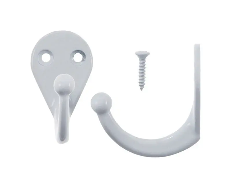 Ace 3-1/4 In. L White Metal Medium Single Garment Hook 2 Pk