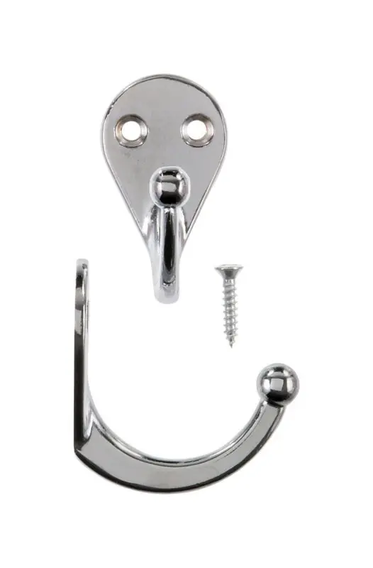 Ace 1-3/4 In. L Chrome Chrome Metal Single Garment Hook 2 Pk