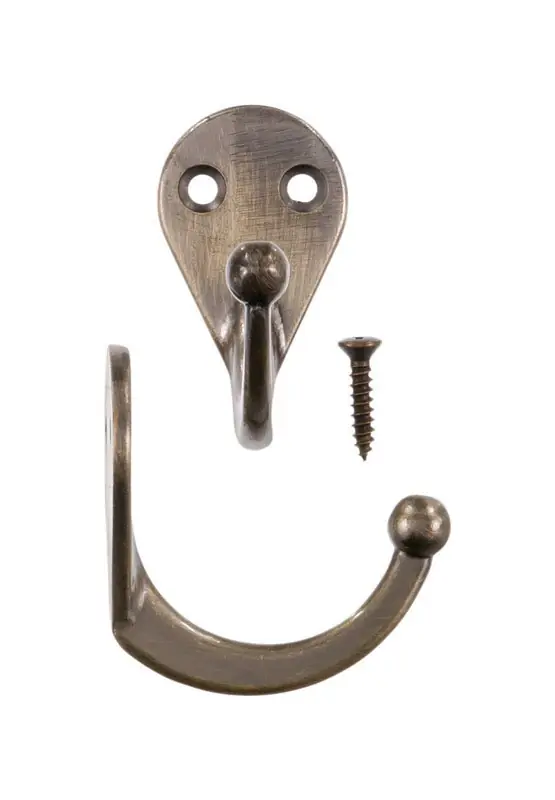 Ace 1-3/4 In. L Antique Brass Gold Brass Small Single Garment Hook 2 Pk