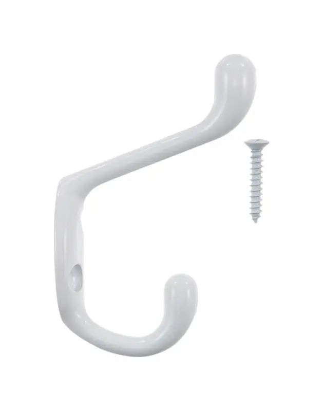 Ace 3 In. L White White Metal Medium Heavy Duty Coat And Hat Hook 1 Pk