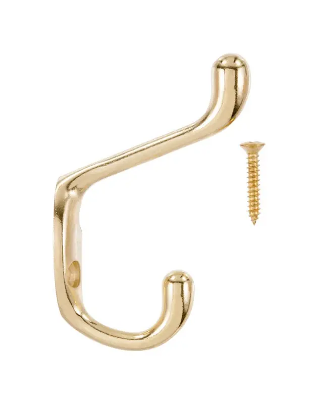Ace 3 In. L Bright Brass Bright Brass Brass Medium Heavy Duty Coat And Hat Hook 1 Pk