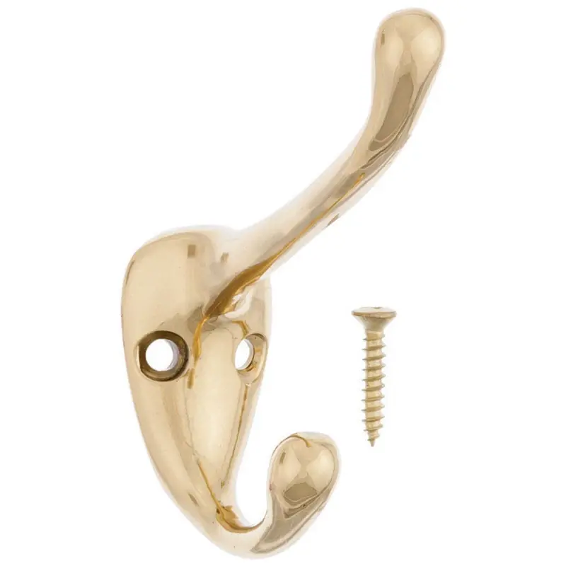 Ace 3 In. L Bright Brass Gold Brass Small Coat And Hat Hook 1 Pk