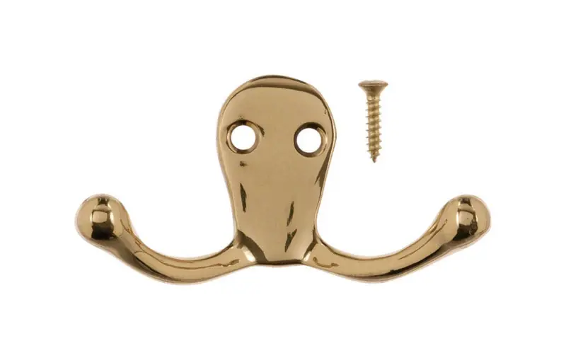 Ace 1-3/4 In. L Bright Brass Gold Brass Small Double Garment Hook 1 Pk