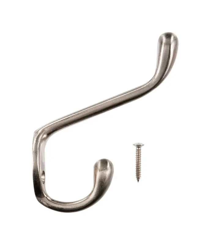 Ace 3-1/2 In. L Satin Nickel Silver Metal Large Garment Hook 1 Pk