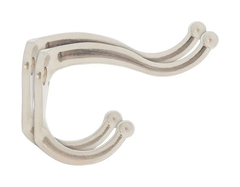 Ace 2-5/16 In. L Satin Nickel Silver Metal Small Coat And Hat Hook 2 Pk