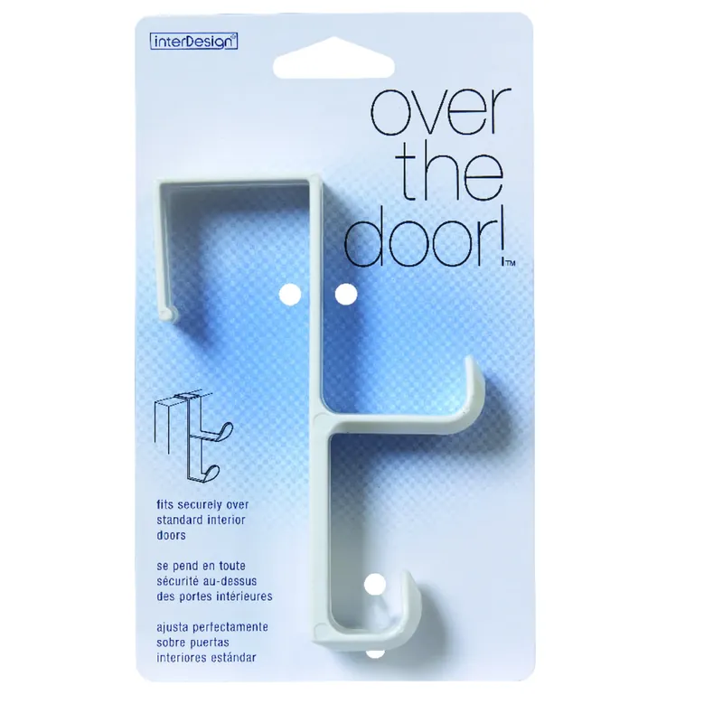 IDesign 5-1/2 In. L White Plastic Medium Over-the-Door Double Hook 1 Pk