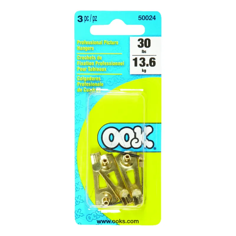 OOK Brass-Plated Gold Professional Picture Hanger 30 Lb 3 Pc