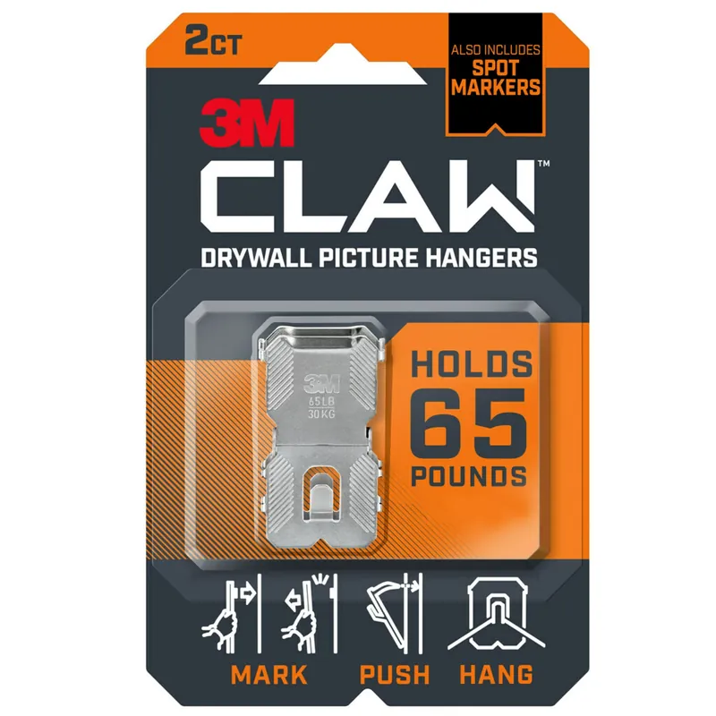 3M Claw Silver Drywall All Purpose Hanger 65 Lb 2 Pk