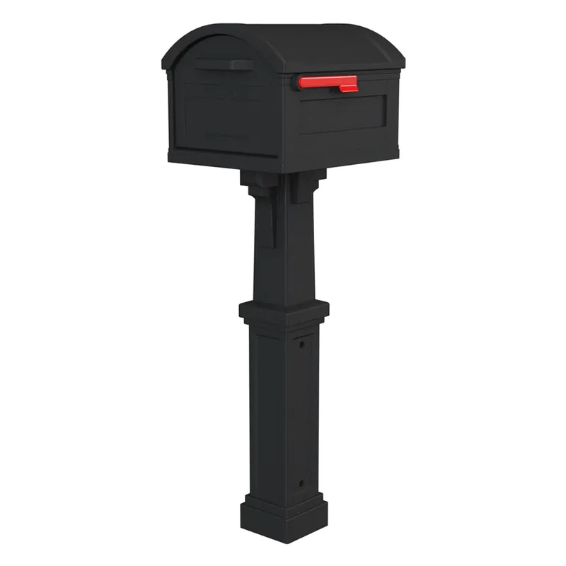 Grand Haven Black All In One Mailbox With Post Mount - Extra Large Capacity