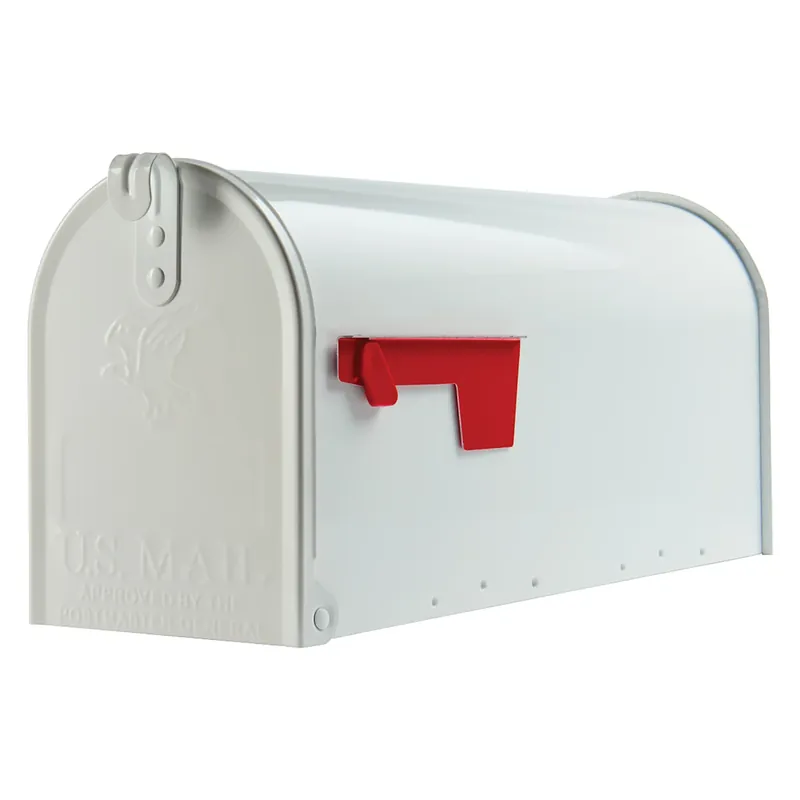 T1 White Steel Rural Post Mount Mailbox - Medium Size