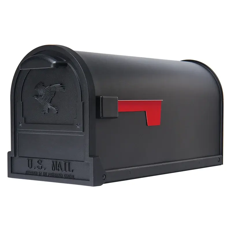 Gibraltar Arlington Premium Steel Post-mount Mailbox, Black, 11 In. H X 9.5 In. W X 21.5 In. L