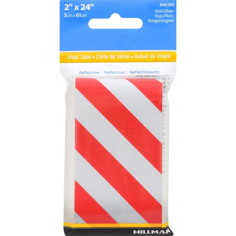 HILLMAN 2 In. W X 24 In. L Red/Silver Reflective Safety Tape 1 Pk