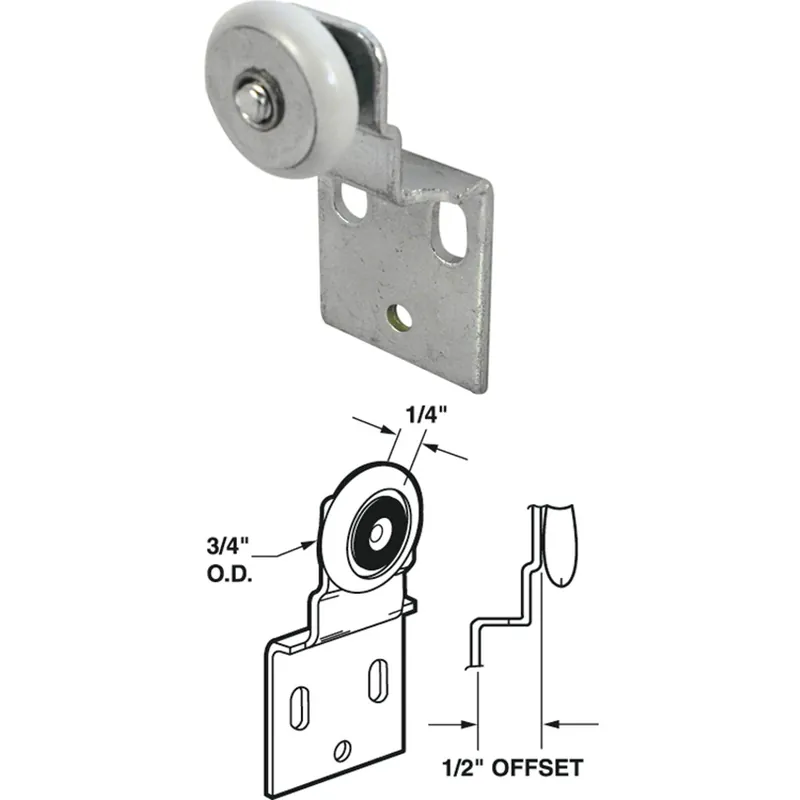 Prime-Line 3/4 In. D X 1/4 In. L Mill Plastic/Steel Door Roller Bracket 2 Pk