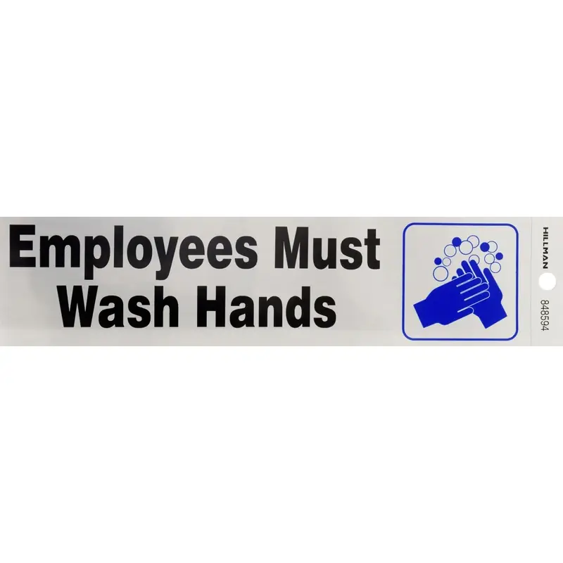 2 In. H X 8 In. W English Silver Health Safety Decal - Wash Hands Sign
