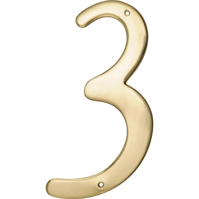 HILLMAN 4 In. Gold Brass Nail-On Number 3 1 Pc
