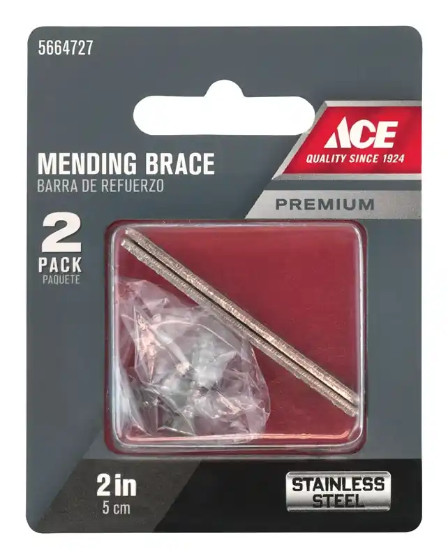 Ace 2 In. H X 0.5 In. W X 1.091 In. L Stainless Steel Mending Brace