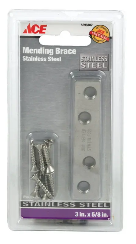 3 In. H X 0.625 In. W Stainless Steel Mending Brace For Reinforcement