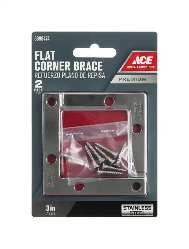 3 In. H X 3.75 In. W X 3 In. D Stainless Steel Inside Corner Brace