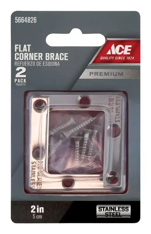 Ace 2 In. H X 2.75 In. W X 2 In. D Stainless Steel Flat Corner Brace