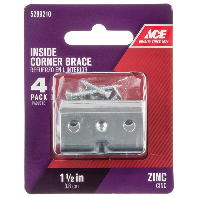 1-1/2 In. H X 2.75 In. W X 1-1/2 In. D Zinc Inside Corner Brace