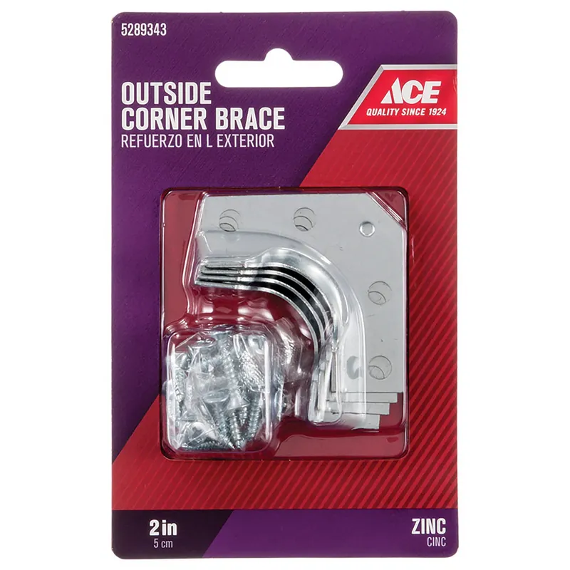 2 In. H X 3.5 In. W X 2 In. D Zinc Outside Corner Brace For Reinforcing Joints