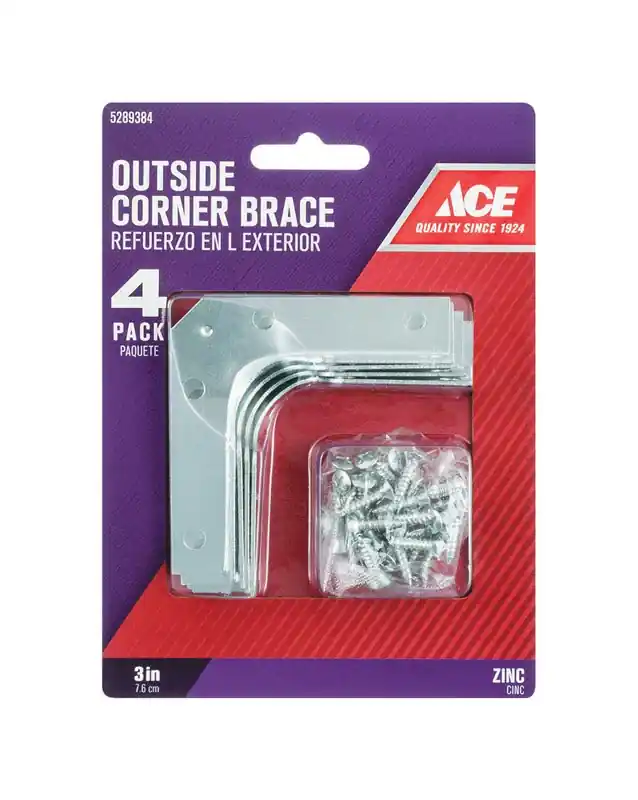 3 In. H X 4.75 In. W X 3 In. D Zinc Outside Corner Brace For Reinforcement