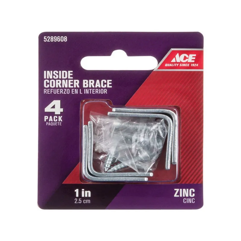 1 In. H X 2.75 In. W X 1 In. D Zinc Inside L Corner Brace For Reinforcement