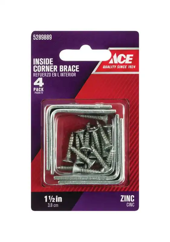 1-1/2 In. H X 2.75 In. W X 1-1/2 In. D Zinc Inside L Corner Brace