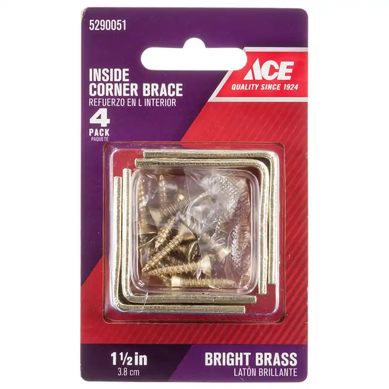 1-1/2 In. H X 2.75 In. W X 1-1/2 In. D Brass Inside L Corner Brace