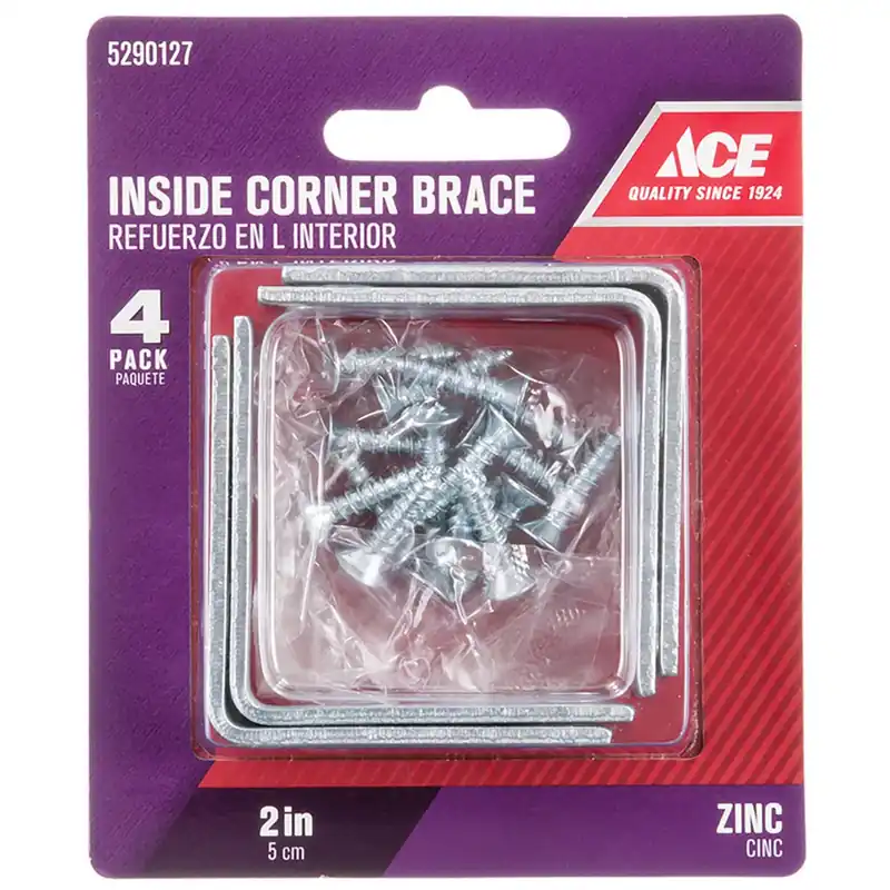 2 In. H X 3.75 In. W X 2 In. D Zinc Inside L Corner Brace For Reinforcement
