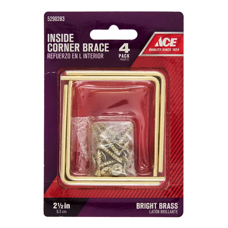 2-1/2 In. H X 3.75 In. W X 2-1/2 In. D Brass Inside L Corner Brace