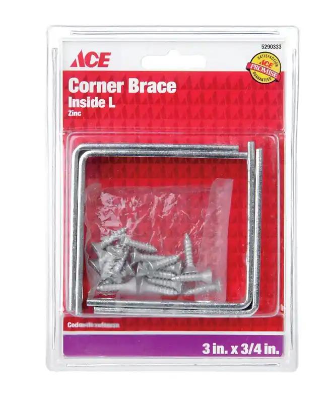 3 In. H X 4.75 In. W X 3 In. D Zinc Inside L Corner Brace For Reinforcement