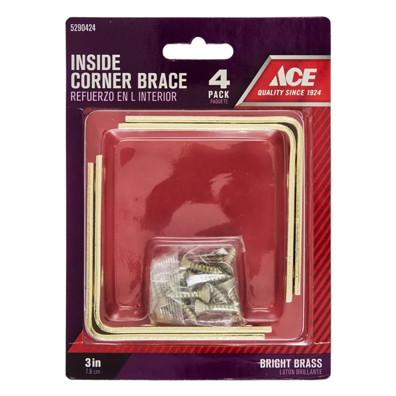 3 In. H X 4.75 In. W X 3 In. D Brass Inside L Corner Brace For Reinforcement