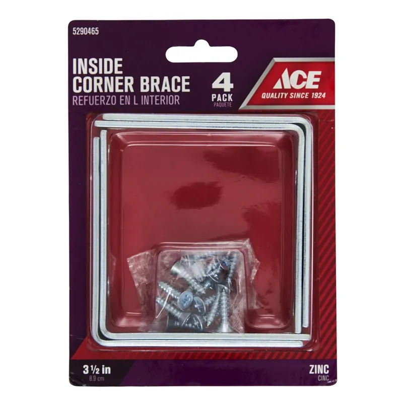 3-1/2 In. H X 4.75 In. W X 3-1/2 In. D Zinc Inside L Corner Brace